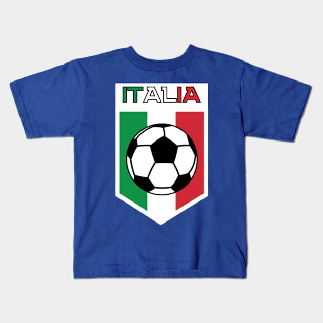 Italia Forza Azzurri Calcio Football Soccer Ball Kids T-Shirt by Happy Hour Vibe